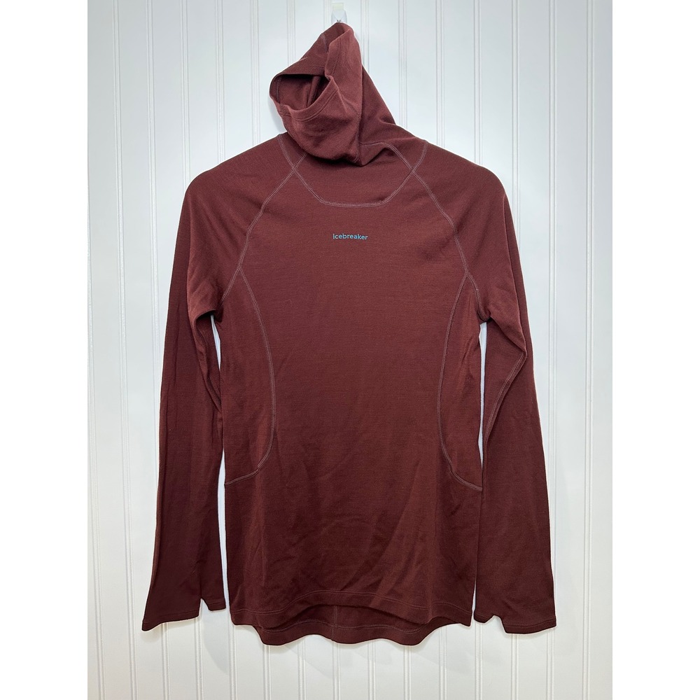 Icebreaker Merino 300 Womens Turtleneck Base Layer Top Burgundy Maroon Medium - Picture 2 of 8